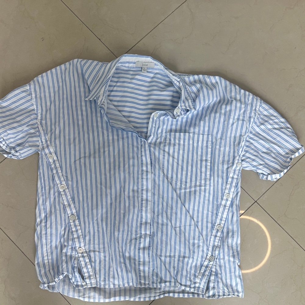 Joie Light Blue Striped Blouse